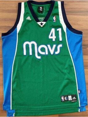 Dirk Nowitzki 1998-99 Dallas Mavericks Green #41 Mavs NBA Jersey